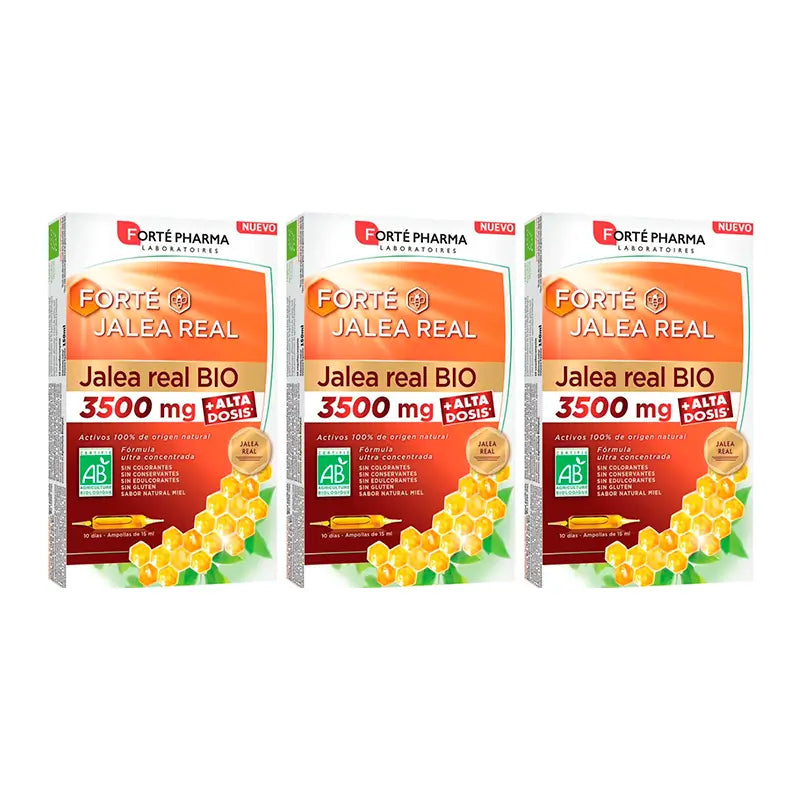 Forté Pharma Triplo Gelée Royale Bio 3500 Mg, 3 x 10 ampoules