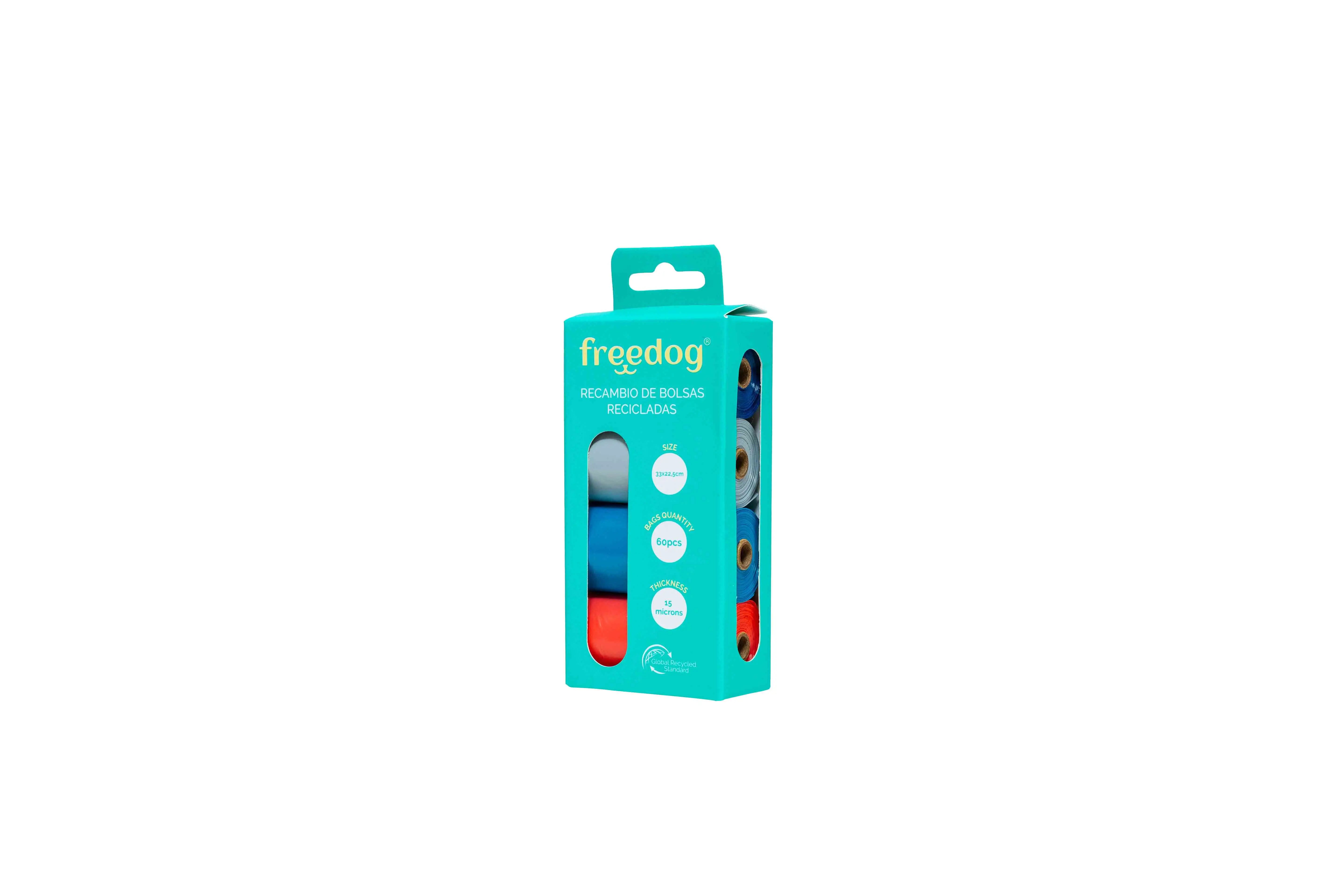 Freedog : recharges de sacs écologiques multicolores, 15 pièces