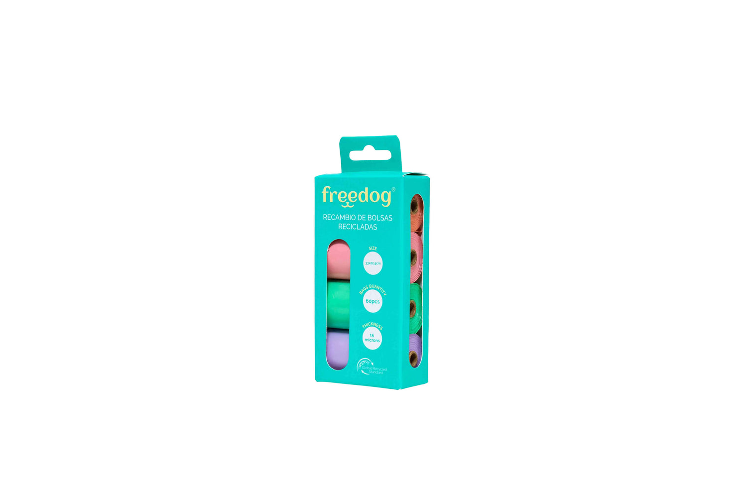 Freedog Eco Sacs de recharge 15 sacs/rouleau couleur pastel
