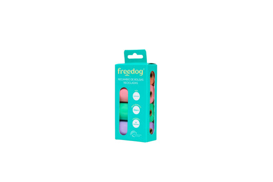 Freedog Eco Sacs de recharge 15 sacs/rouleau couleur pastel