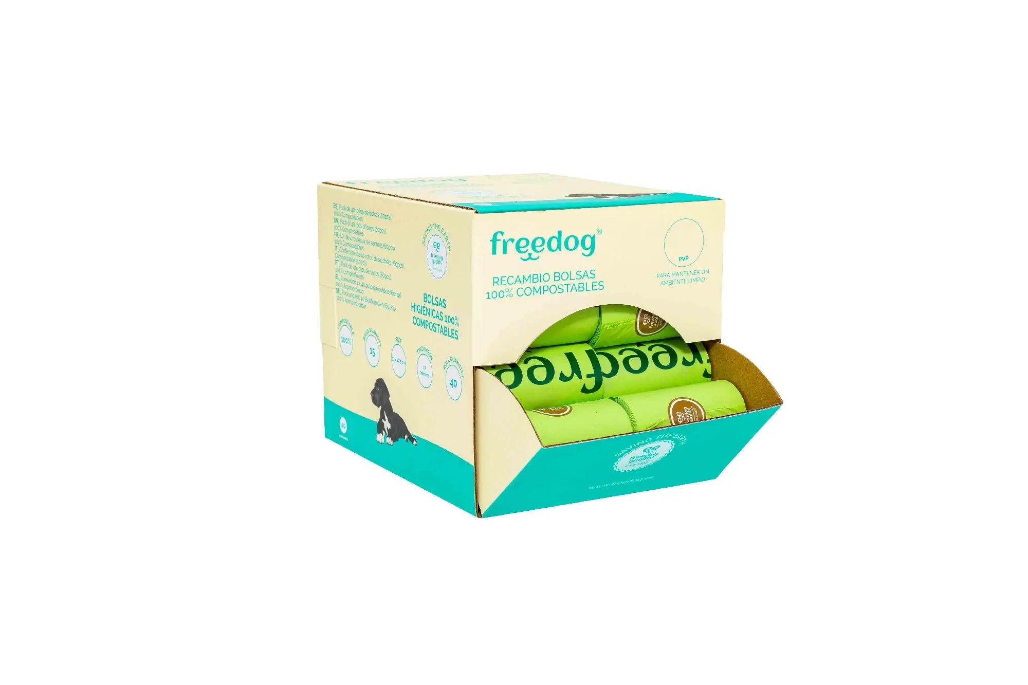 Freedog Présentoir pour sacs biodégradables, 40 rouleaux