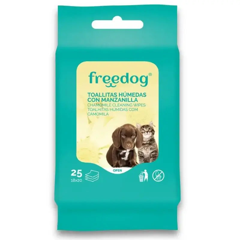 Freedog Lingettes hydratantes Camomille Pocket 25 Ud 18X20Cm