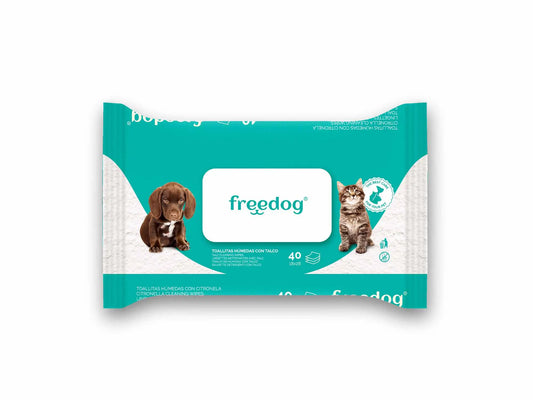 Freedog Talcum Powder Moistened Wipes Large 40 Units 28 X 18Cm