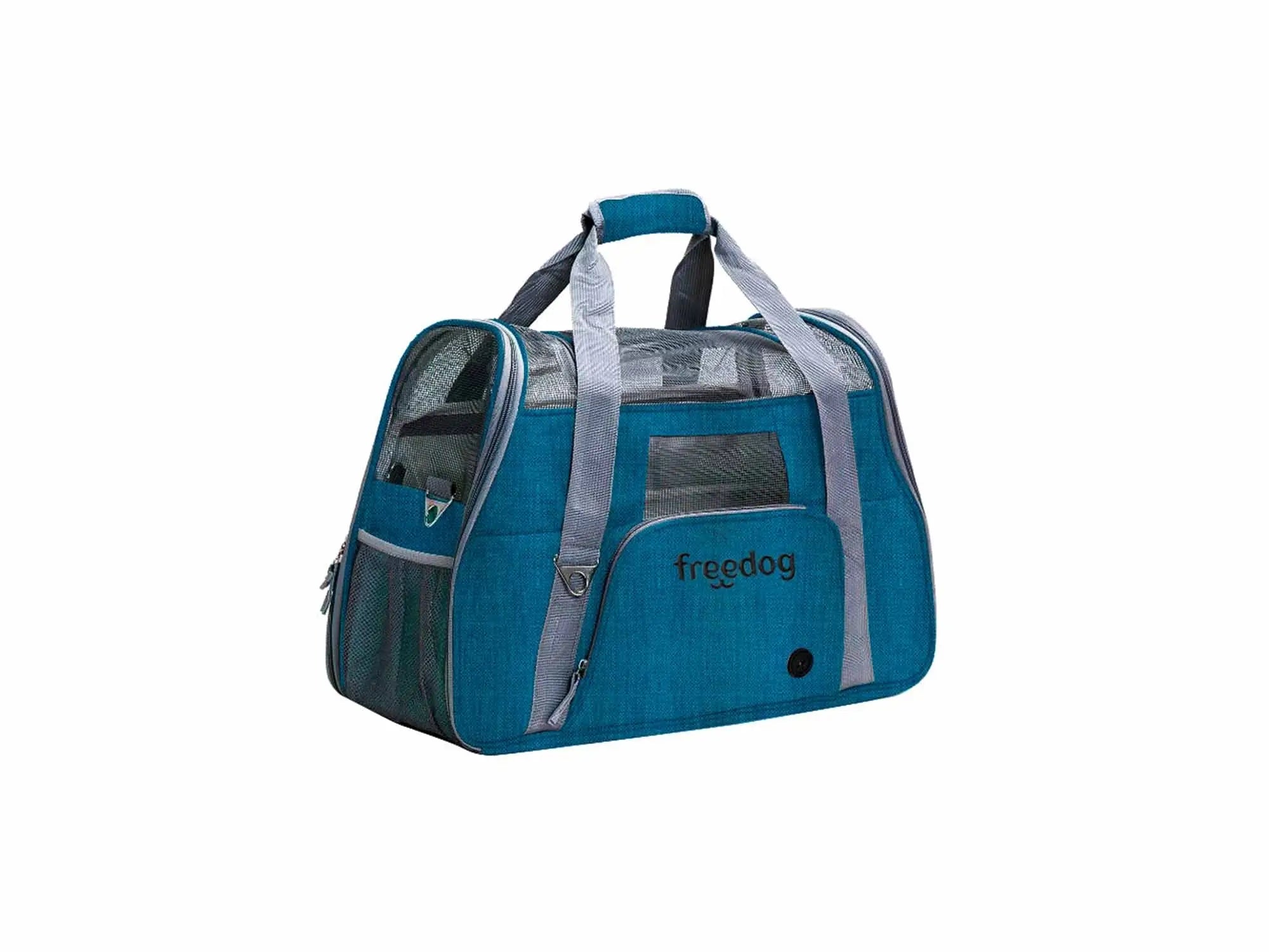 Cage de transport Freedog Crossworld bleue, 51 x 23 x 35 cm