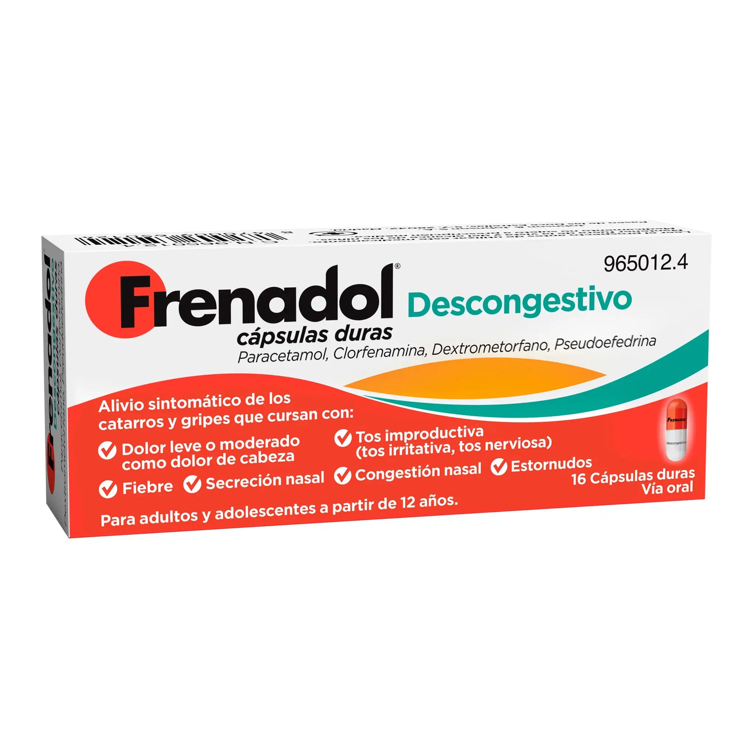 FRENADOL® Décongestionnant de la grippe, Voie orale, 16 gélules