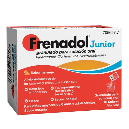 Frenadol Junior Flu Relief for Children, Orange Flavour, Oral Use, 10 sachets