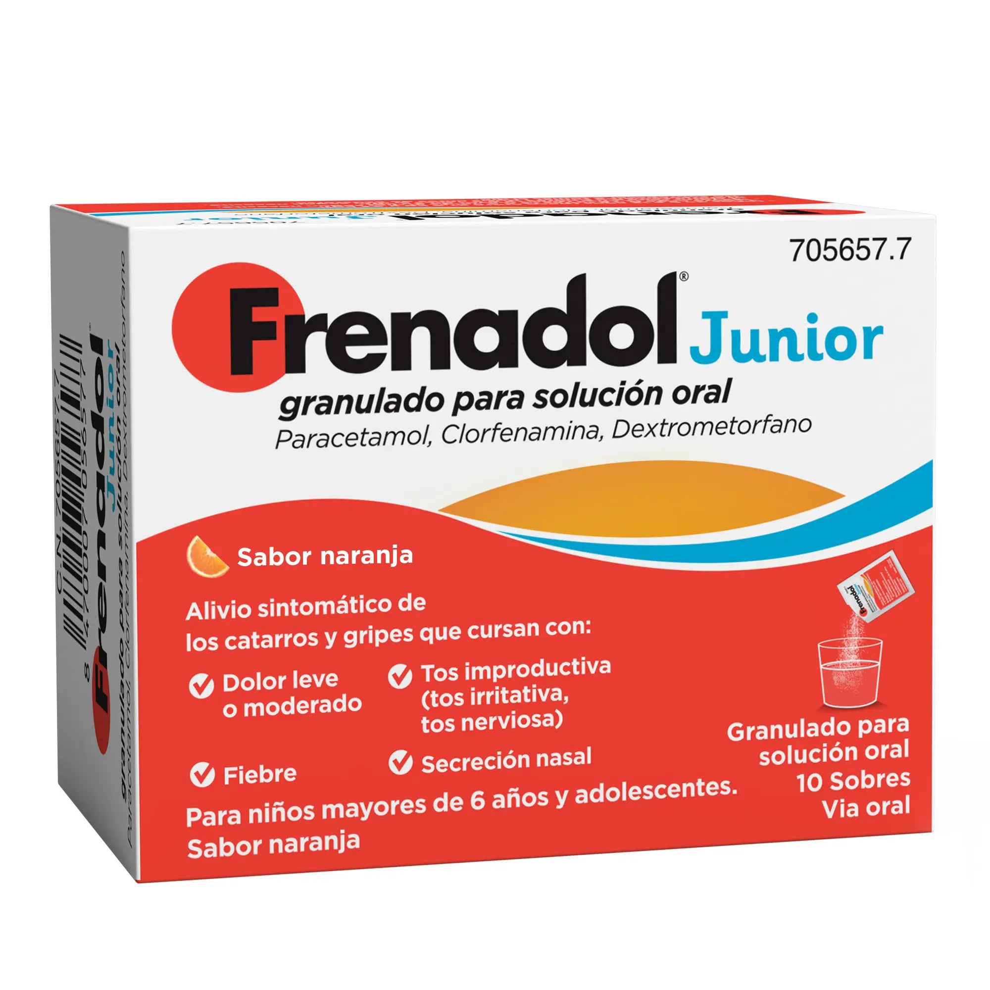 Frenadol Junior Flu Relief for Children, Orange Flavour, Oral Use, 10 sachets