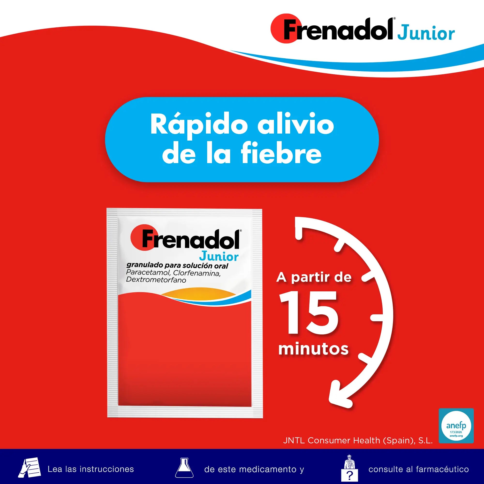 Frenadol Junior Flu Relief for Children, Orange Flavour, Oral Use, 10 sachets