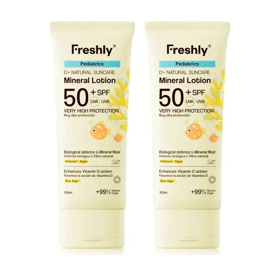 Freshly Pediatrics D+ Natural Suncare Mineral Lotion Spf50, 2 x 100 ml Pack