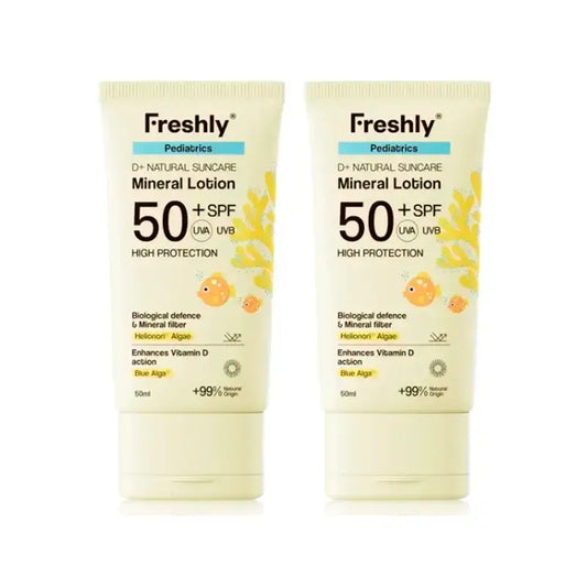 Freshly Pediatrics D+ Natural Suncare Mineral Lotion Spf50, paquet de 2 x 50 ml