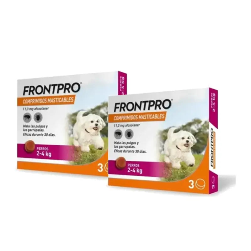 Frontpro - Antiparasitaire pour chiens de 2 à 4 kg (S), lot de 2 x 3 comprimés à croquer