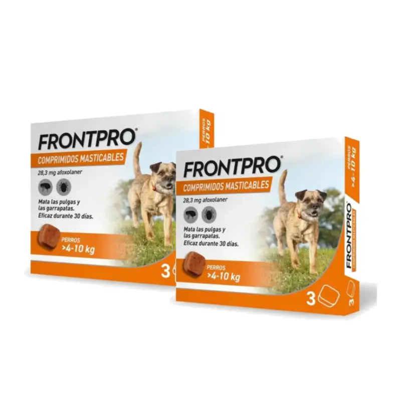 Frontpro Antiparasitaire pour chiens de 4 à 10 kg (M), lot de 2 x 3 comprimés à croquer