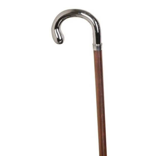 Garcia 1880 Canne en hêtre brun poing nickelé, 22 mm avec caoutchouc