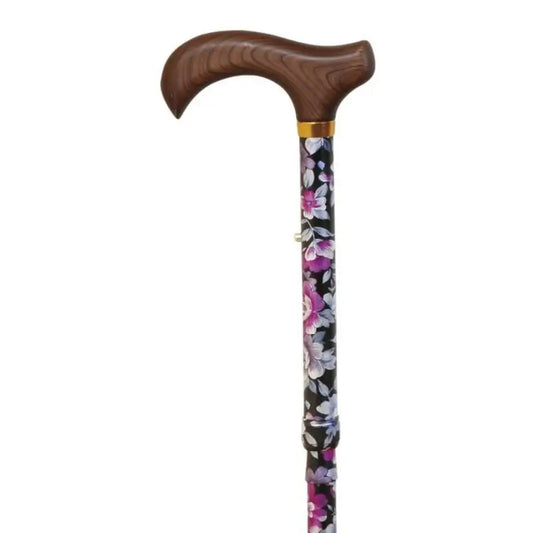 García 1880 Muletilla pliable à fleurs en bois Poing en bois