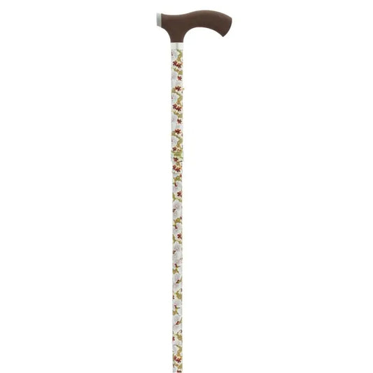 Garcia 1880 Béquille de poing pliable à toucher doux Marron, fleurs vertes