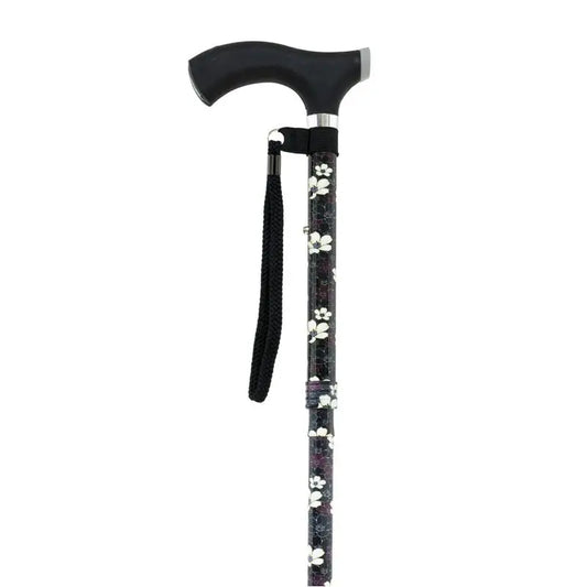 Garcia 1880 Béquille de poing pliable à toucher doux Noir, fleurs blanches