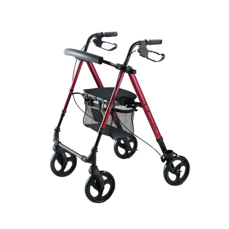 Déambulateur Garcia 1880 en aluminium avec siège réglable en hauteur (rouge)