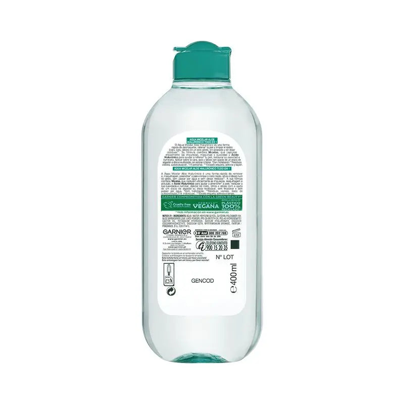 Garnier Aloe Hyaluronic Micellar Water All In 1 Cleanses, Make-Up & Replenishes Face, Eyes, Lips - No Rinsing
