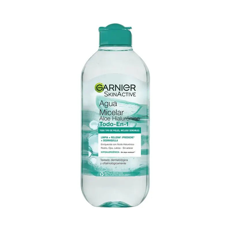Garnier Aloe Hyaluronic Micellar Water All In 1 Cleanses, Make-Up & Replenishes Face, Eyes, Lips - No Rinsing