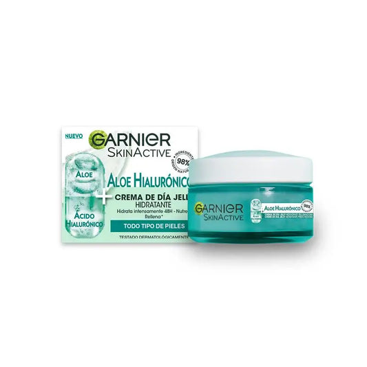 Garnier Aloe Hyaluronic Day Cream Avec Aloe Vera + Acide Hyaluronique. Hydrate intensément pendant 48 heures - Nourrit - Reconstitue.