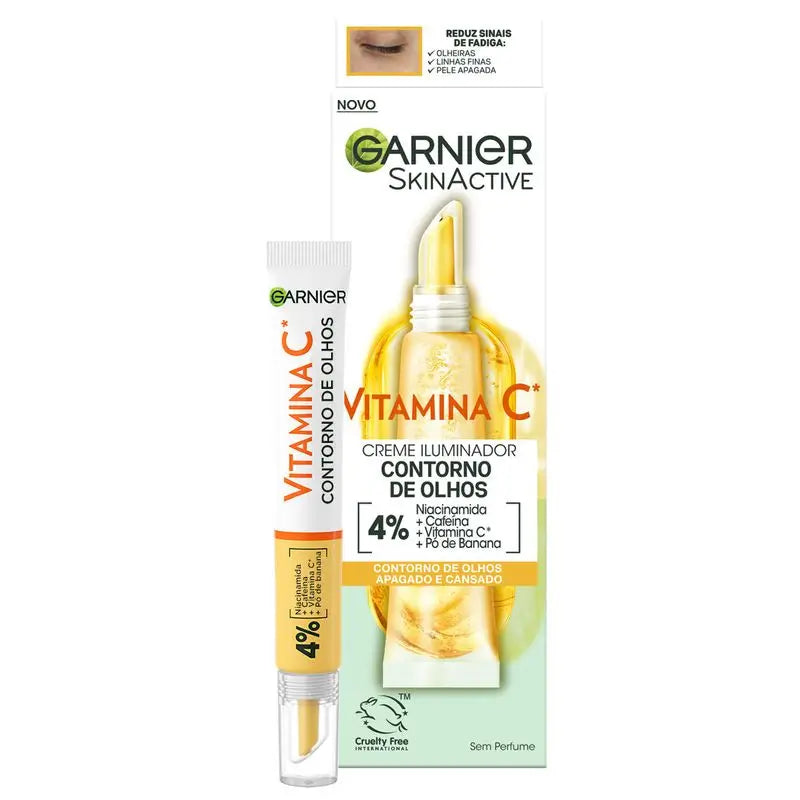 Garnier Brightening Eye Contour Cream avec Vitamine C + Niacinamide + Caféine + Poudre de Banane