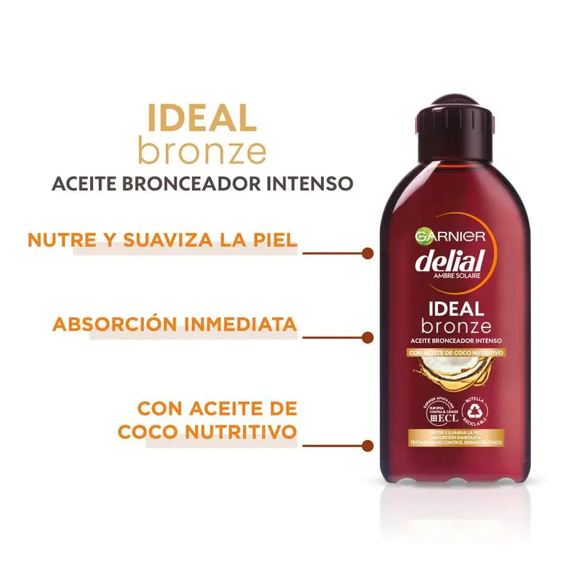 Garnier Delial Huile Bronzante Intense à l'Huile de Coco Nourrissante - 200 Ml