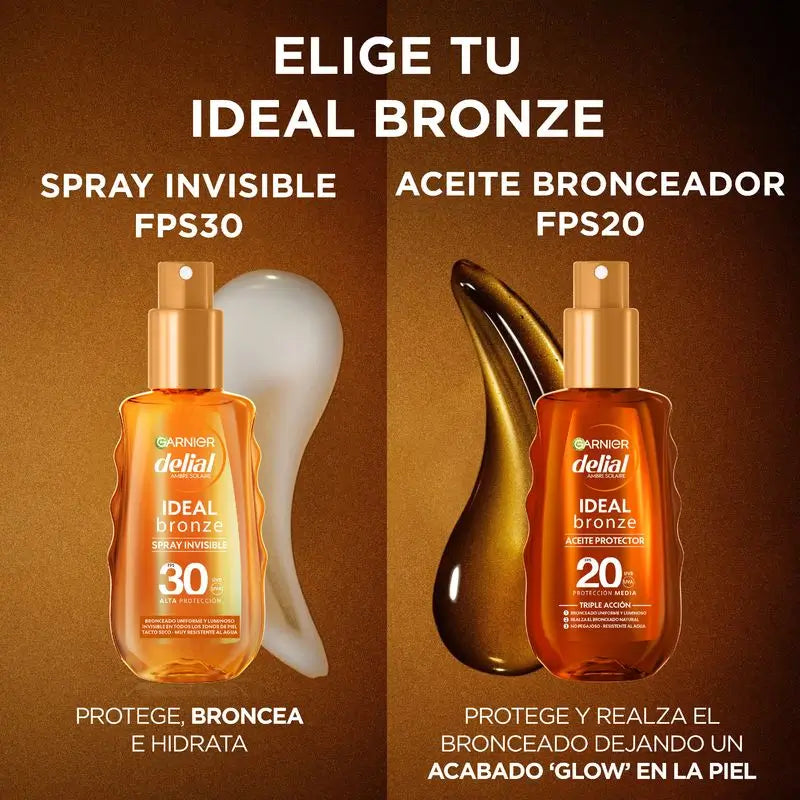 Garnier Delial Huile Bronzante Protectrice Spf 20. Bronzage optimal, fini satiné, résistant à l'eau, non collant 150Ml