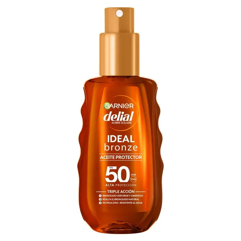 Garnier Delial Ideal Bronze Huile Protectrice Fps 50 Pour un bronzage uniforme et lumineux - 150Ml