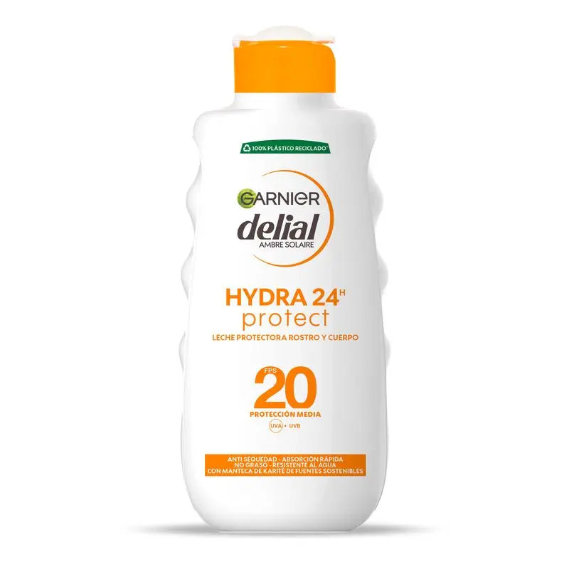 Garnier Delial Hydra 24H Protect Lait Protecteur Visage et Corps Spf 20, Peau Douce et Hydratée 200Ml