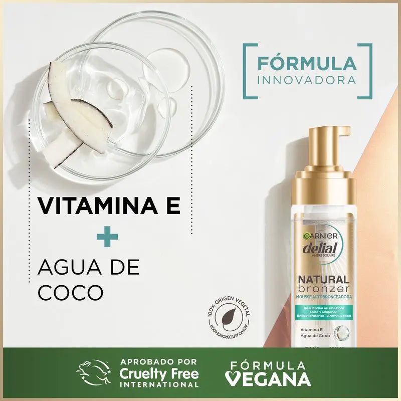 Garnier Delial Mousse autobronzante à l'eau de coco hydratante 200 ml