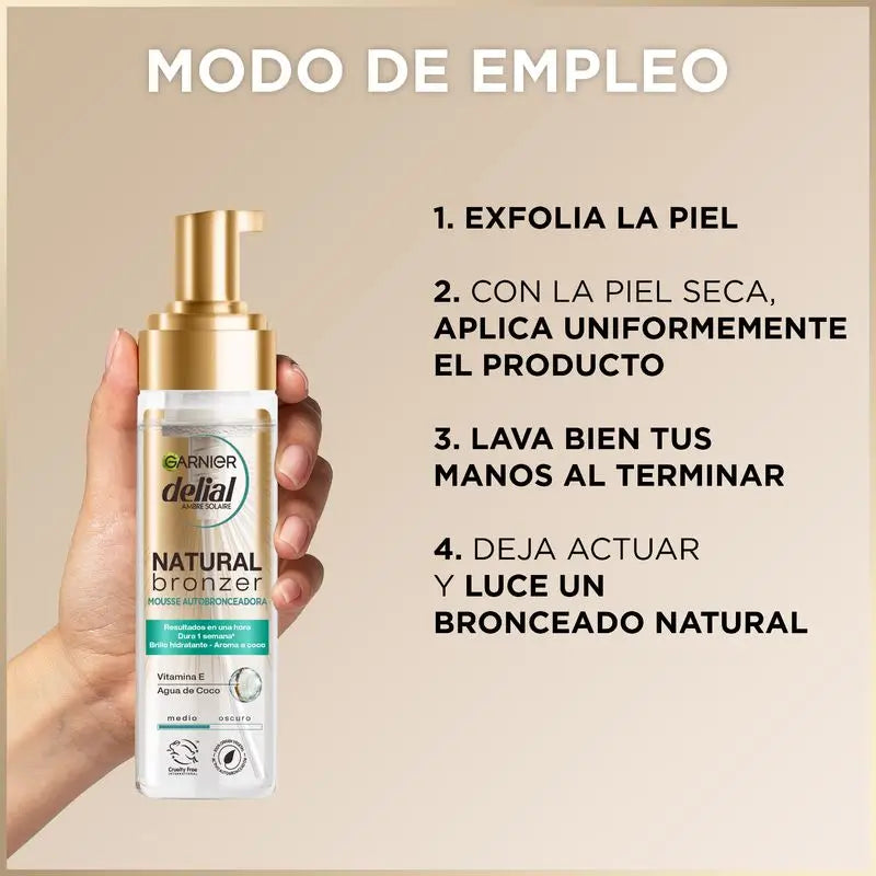 Garnier Delial Mousse autobronzante à l'eau de coco hydratante 200 ml