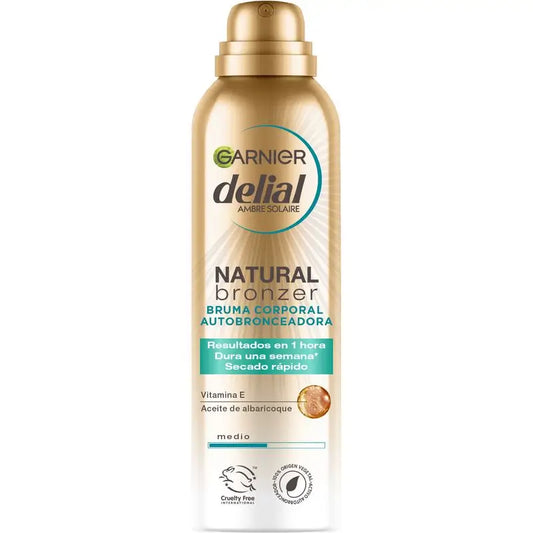 Garnier Delial Natural Bronzer Brume autobronzante pour le corps à l'huile de noyaux d'abricot pour un bronzage naturel, 150Ml