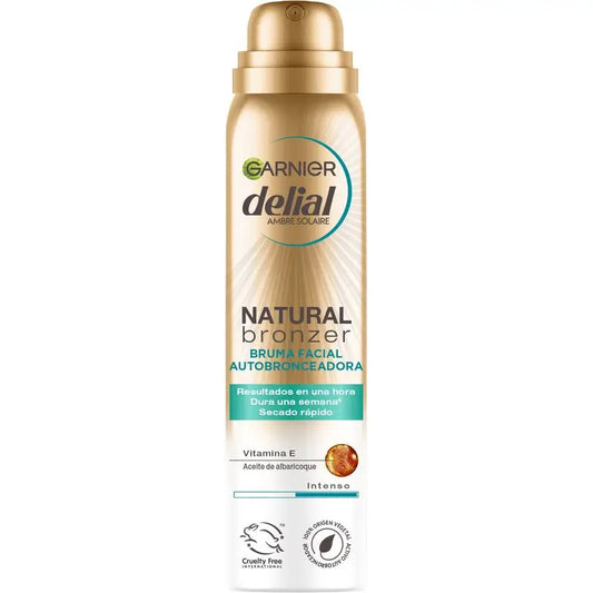 Garnier Delial Natural Bronzer Brume autobronzante pour le visage à l'huile d'abricot pour un bronzage naturel et uniforme, 75Ml