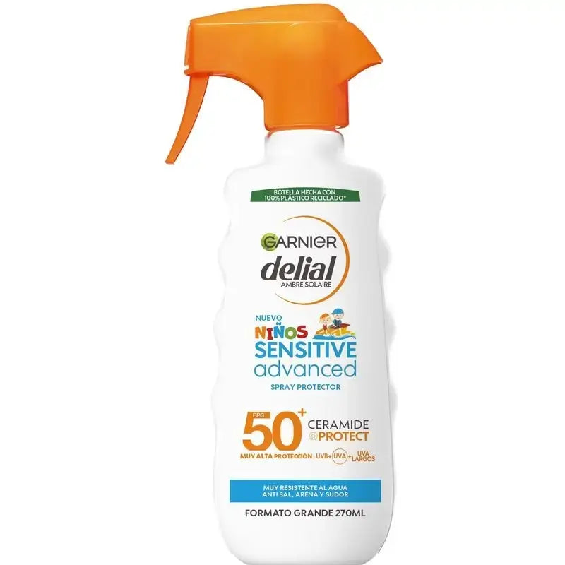 Garnier Delial Delial Crème solaire pour enfants Spf50 Pour peaux claires et sensibles. Pédiatrie, 270Ml