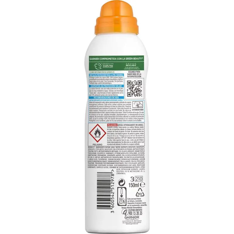 Garnier Delial Sensitive Advanced Ip50+ Mist For Sensitive, Fair and Sun Intolerant Skin. Pédiatrique, 150 ml