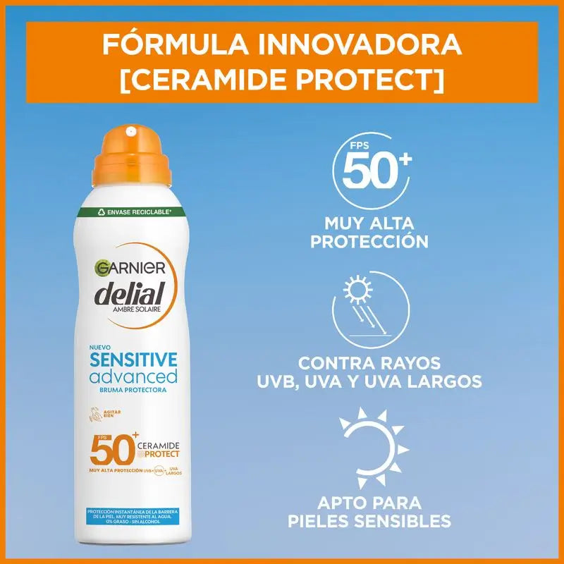 Garnier Delial Sensitive Advanced Ip50+ Mist For Sensitive, Fair and Sun Intolerant Skin. Pédiatrique, 150 ml