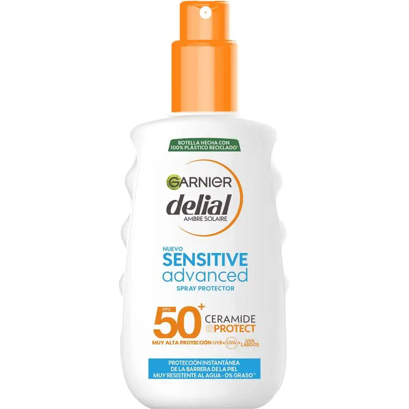 Garnier Delial Sensitive Advanced Ip50+ Pour les peaux claires, sensibles et intolérantes au soleil. Résistant à l'eau, 150 ml