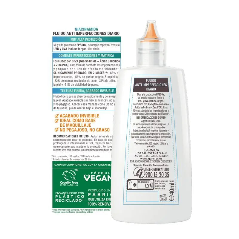 Garnier Delial Super Uv Niacinamide Fps50+ Crème Fluide Quotidienne Anti-Imperfection