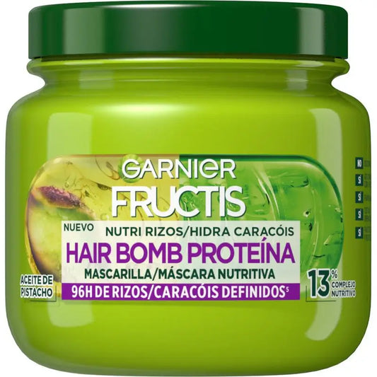 Garnier Fructis Nutri Curls Hair Bomb Masque capillaire nourrissant aux protéines et à l'huile de pistache 320 Ml.