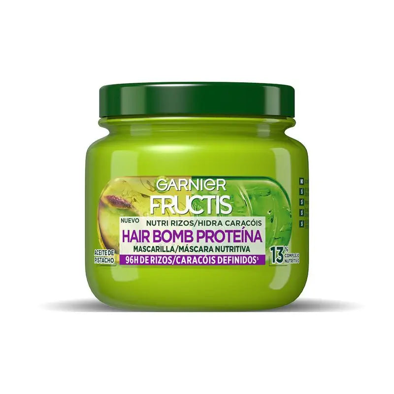 Garnier Fructis Nutri Curls Hair Bomb Masque capillaire nourrissant aux protéines et à l'huile de pistache 320 Ml.