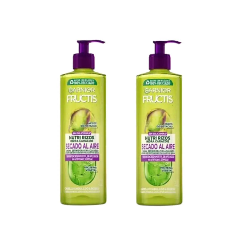 Garnier Fructis Nutri Curl Air Drying No Rinse Hair Cream pour cheveux bouclés ou ondulés, 2X400 Ml