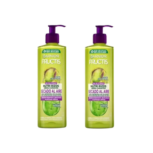 Garnier Fructis Nutri Curl Air Drying No Rinse Hair Cream pour cheveux bouclés ou ondulés, 2X400 Ml