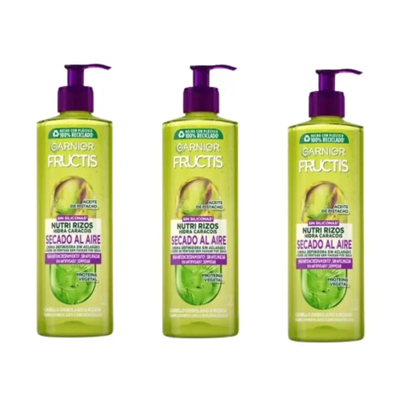 Garnier Fructis Nutri Curl Crème sans rinçage pour cheveux bouclés ou ondulés, 3X400 Ml
