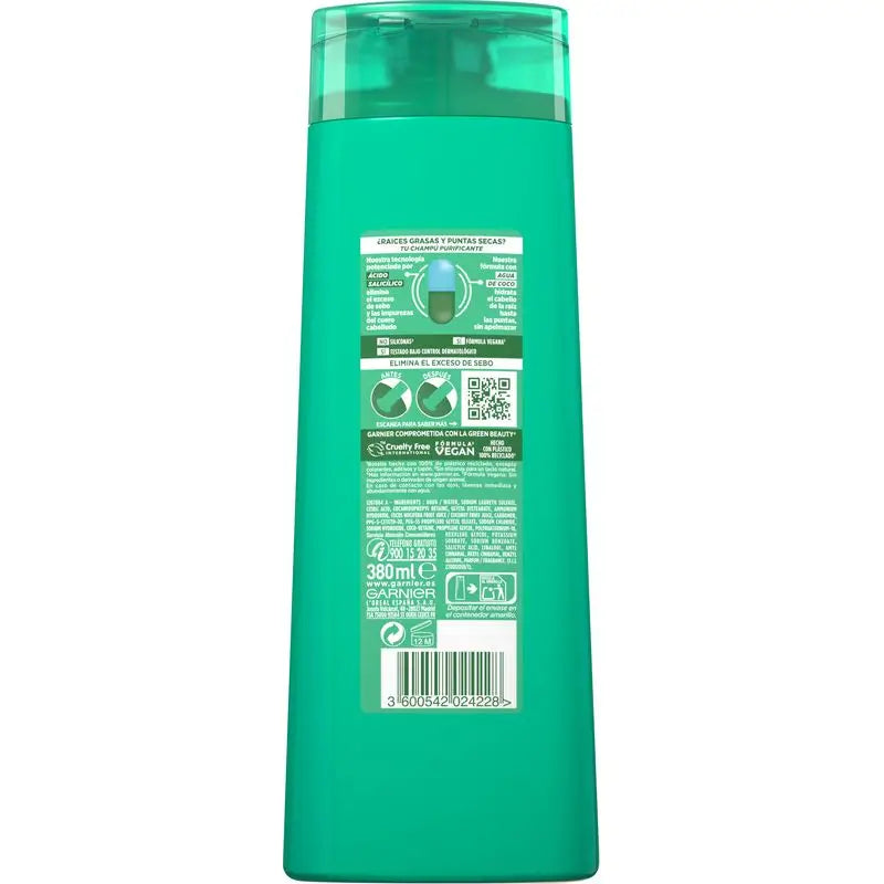 Garnier Fructis Pure Fresh Coconut Water Shampooing Normal Hair, With Oily Roots and Dry Ends 380 Ml