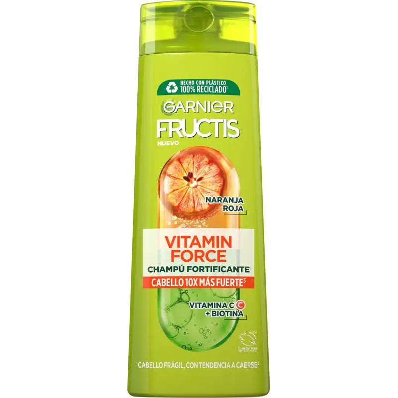 Garnier Fructis Vitamin Force Shampooing à l'orange rouge, à la vitamine C et à la biotine pour les cheveux ayant tendance à tomber - 380 ml