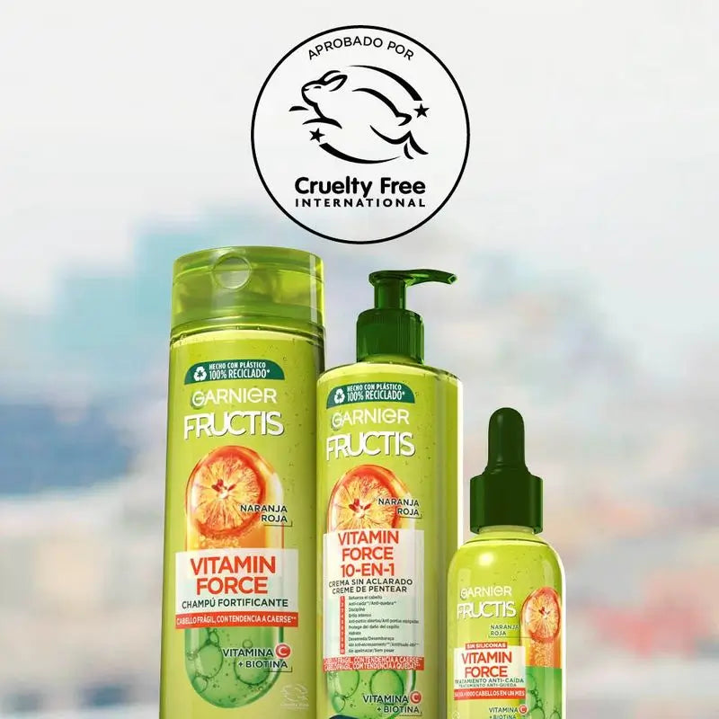 Garnier Fructis Vitamin Force Crème sans rinçage à l'orange rouge, à la vitamine C et à la biotine pour les cheveux ayant tendance à tomber - 400 ml