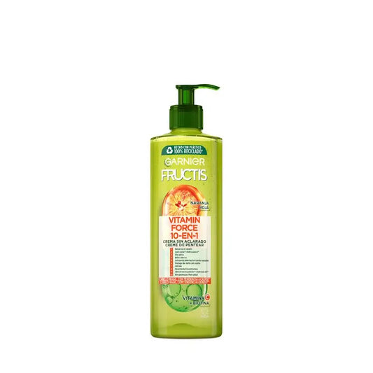 Garnier Fructis Vitamin Force Crème sans rinçage à l'orange rouge, à la vitamine C et à la biotine pour les cheveux ayant tendance à tomber - 400 ml