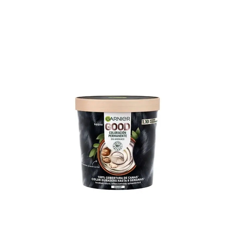 Garnier Good Coloration Permanente Sans ammoniaque, 90% d'origine naturelle Teinte 1.10 Midnight Illusion