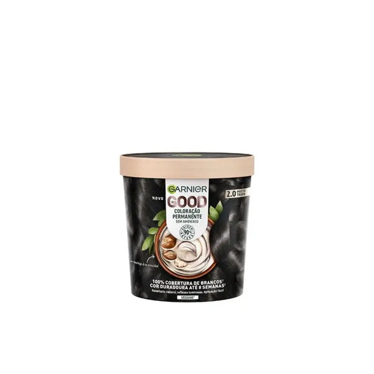 Garnier Good Coloration permanente sans ammoniaque, 90% d'origine naturelle Teinte 2.0 Truffle Black.