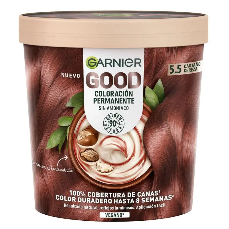 Garnier Good Coloration permanente sans ammoniaque, 90% d'origine naturelle Teinte 5.5 Cherry Brown